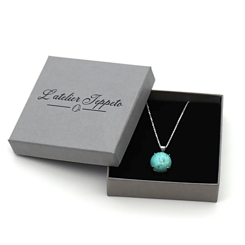 Collier pierre turquoise et argent - cadeau prêt à offrir