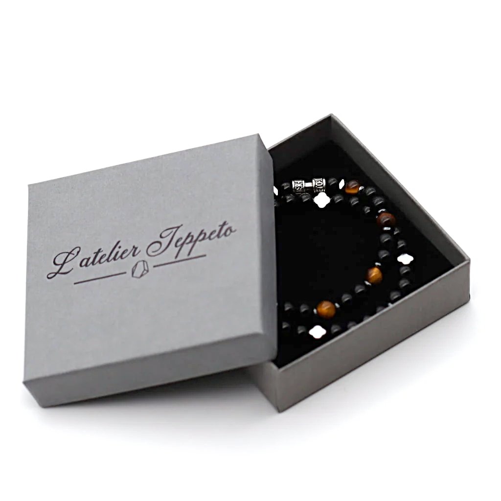 Stack Bracelets Noir Absolu - Obsidienne & Œil de Tigre