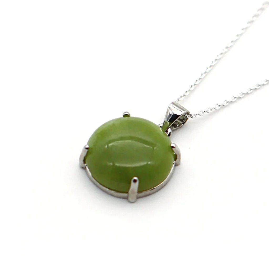 Pendentif jade et argent 925 – pierre naturelle verte, collier élégant femme