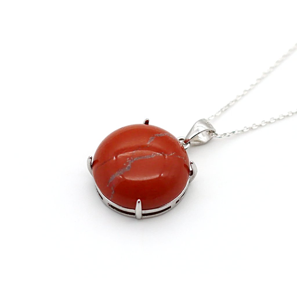 Pendentif en jaspe rouge pierre naturelle et argent 925