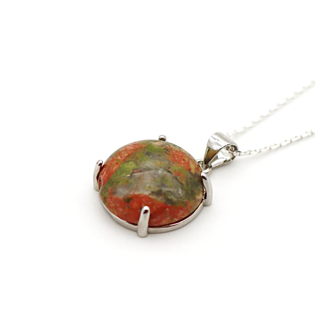 Pendentif en unakite pierre naturelle et argent 925