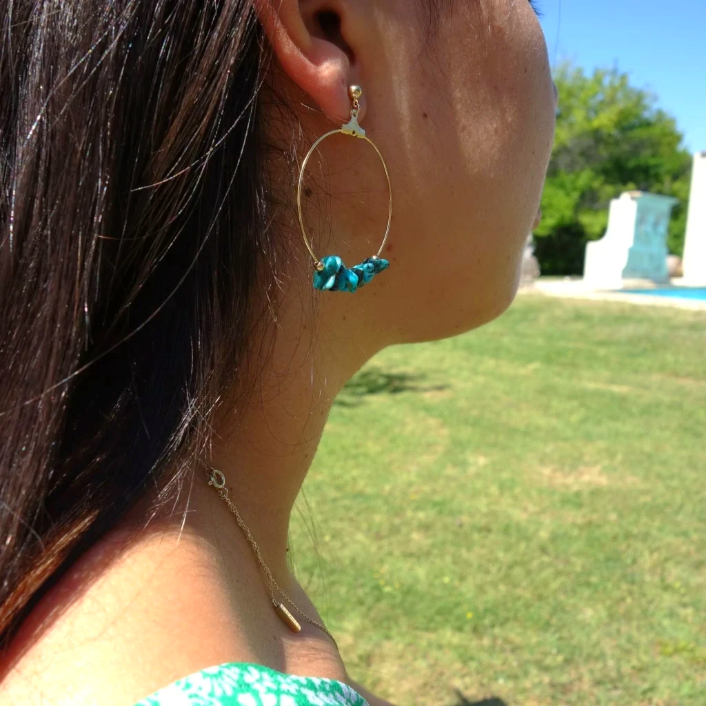 Boucles D'oreilles Créoles En Chips De Jaspe Rouge – Pierre Naturelle, Dormeuses | Artisanat