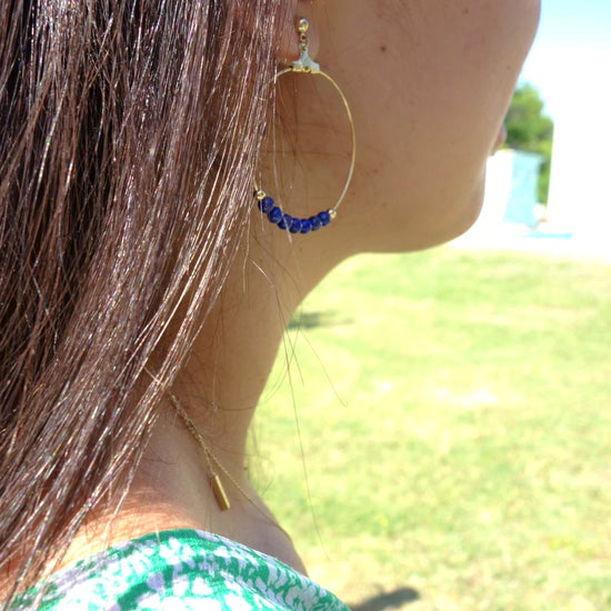 Boucles d'oreilles or et lapis-lazuli pierre bleue naturelle Jeppeto