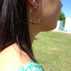 Boucles d'oreilles or et œil de taureau pierre naturelle brune Jeppeto
