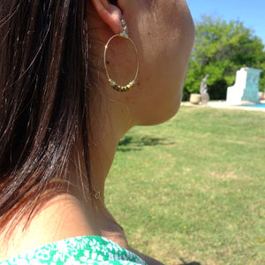 Boucles d'oreilles or et unakite pierre ronde naturelle Jeppeto