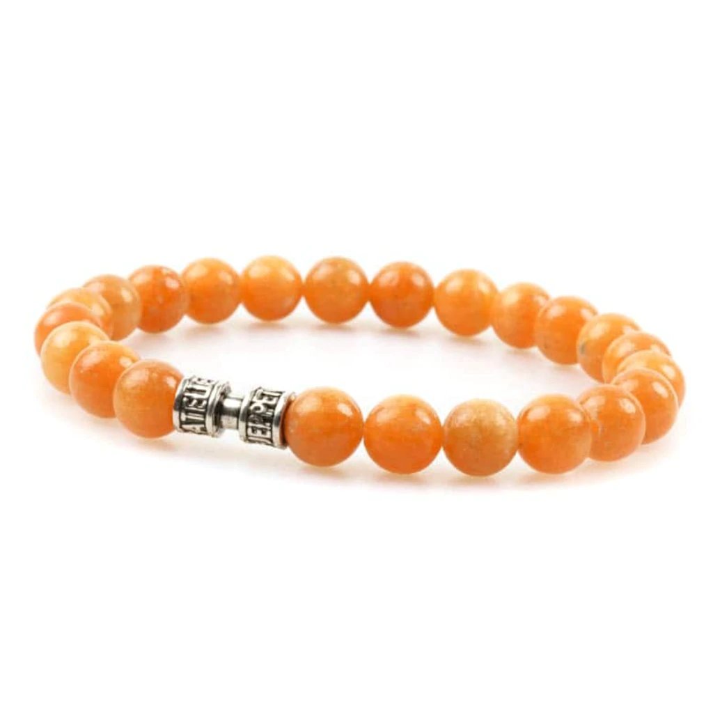 Bracelet calcite orange 8mm luxe argent