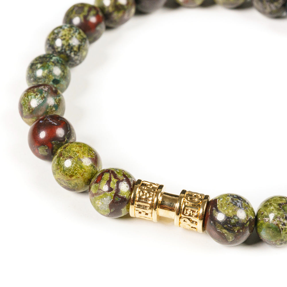 Bracelet jaspe sang de dragon 8mm or