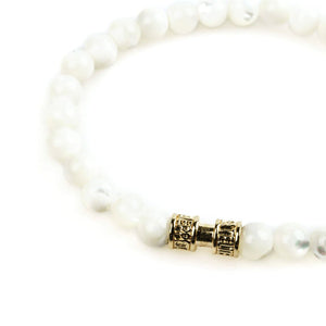 Bracelet nacre naturelle pierre 6mm or