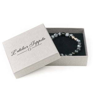 Bracelet obsidienne neige 8mm lithothérapie