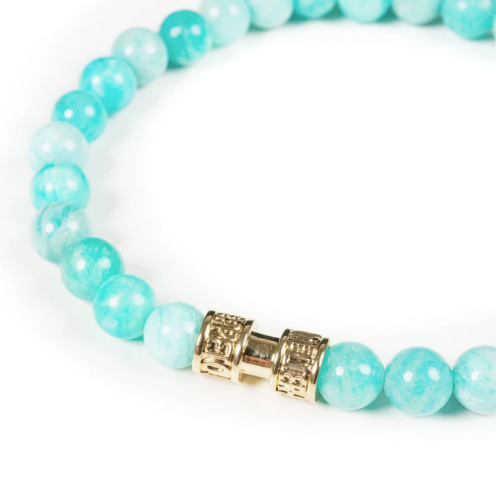 Bracelet pierre amazonite 6mm or
