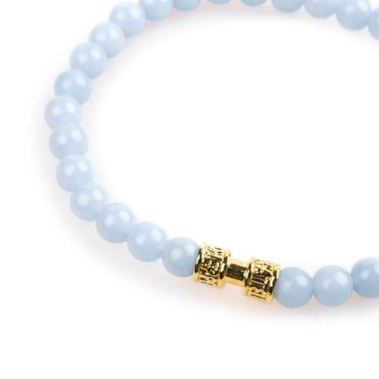 Bracelet pierre anhydrite bleue 6mm or