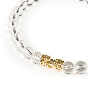 Bracelet pierre cristal hyalin incolore 6mm or