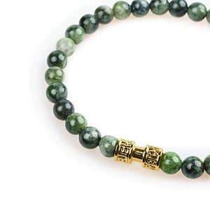 Bracelet pierre diopside verte 6mm or
