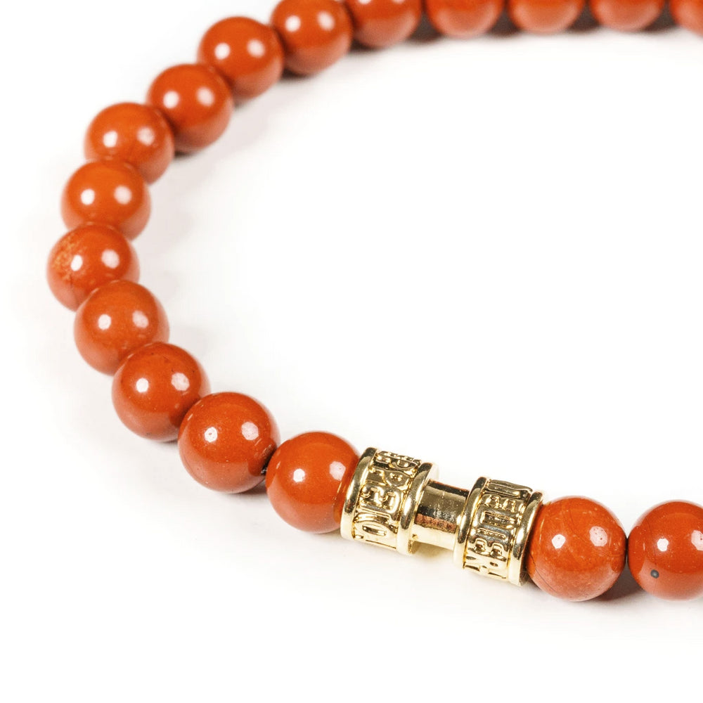 Bracelet pierre jaspe rouge 6mm or