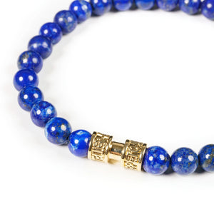 Bracelet pierre lapis-lazuli 6mm or