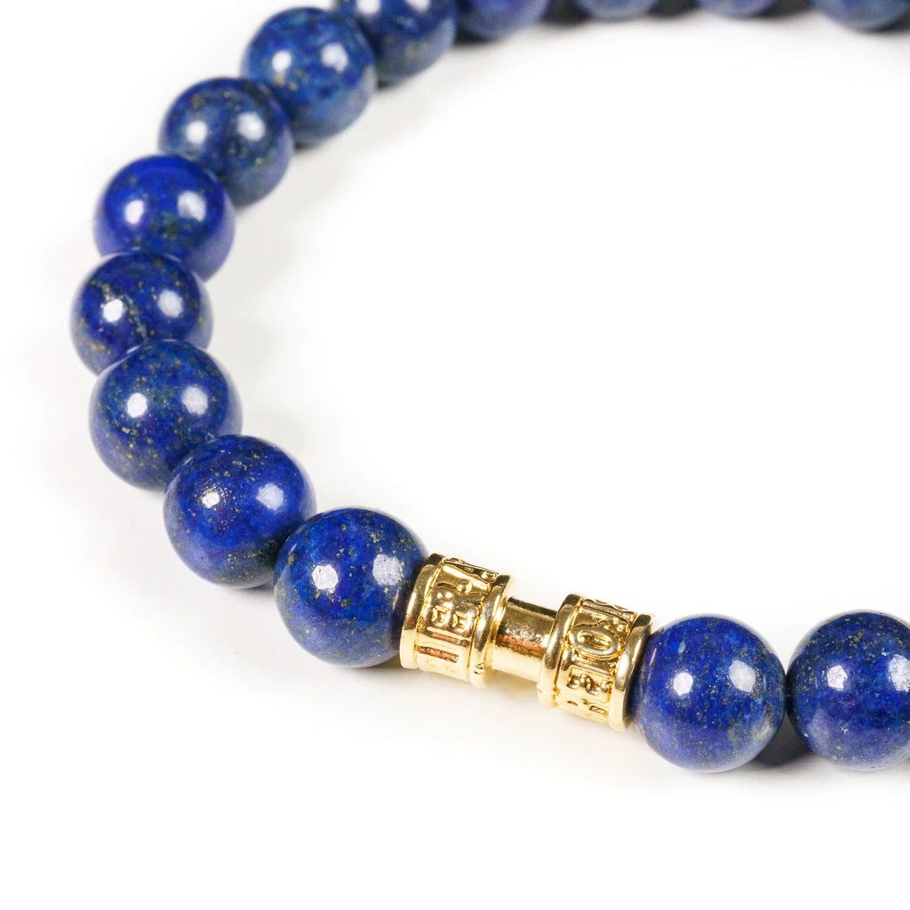 Bracelet pierre lapis lazuli bleue 8mm or