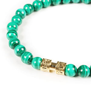 Bracelet pierre malachite verte 6mm or