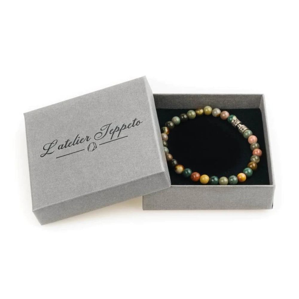 Bracelet pierre naturelle jaspe polychrome fait main