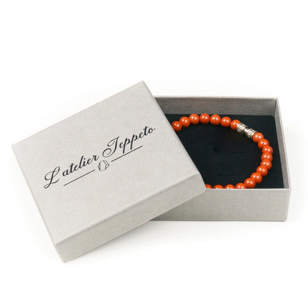 Bracelet pierre naturelle jaspe rouge 6mm fait main