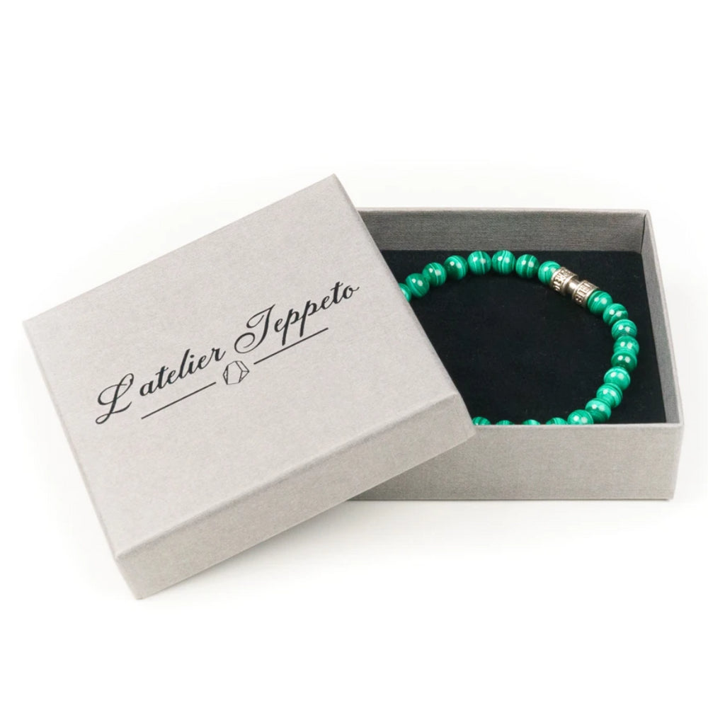 Bracelet pierre naturelle malachite 6mm fait main