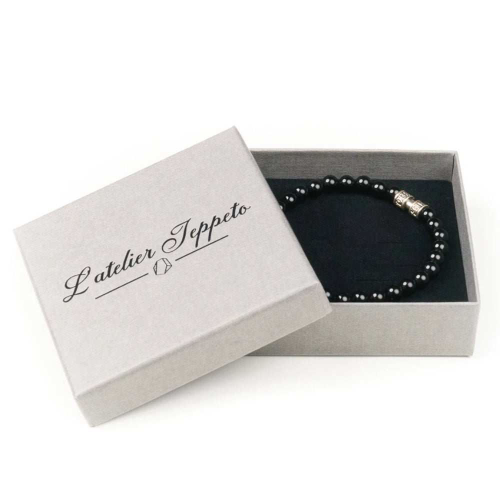Bracelet pierre naturelle obsidienne 6mm fait main
