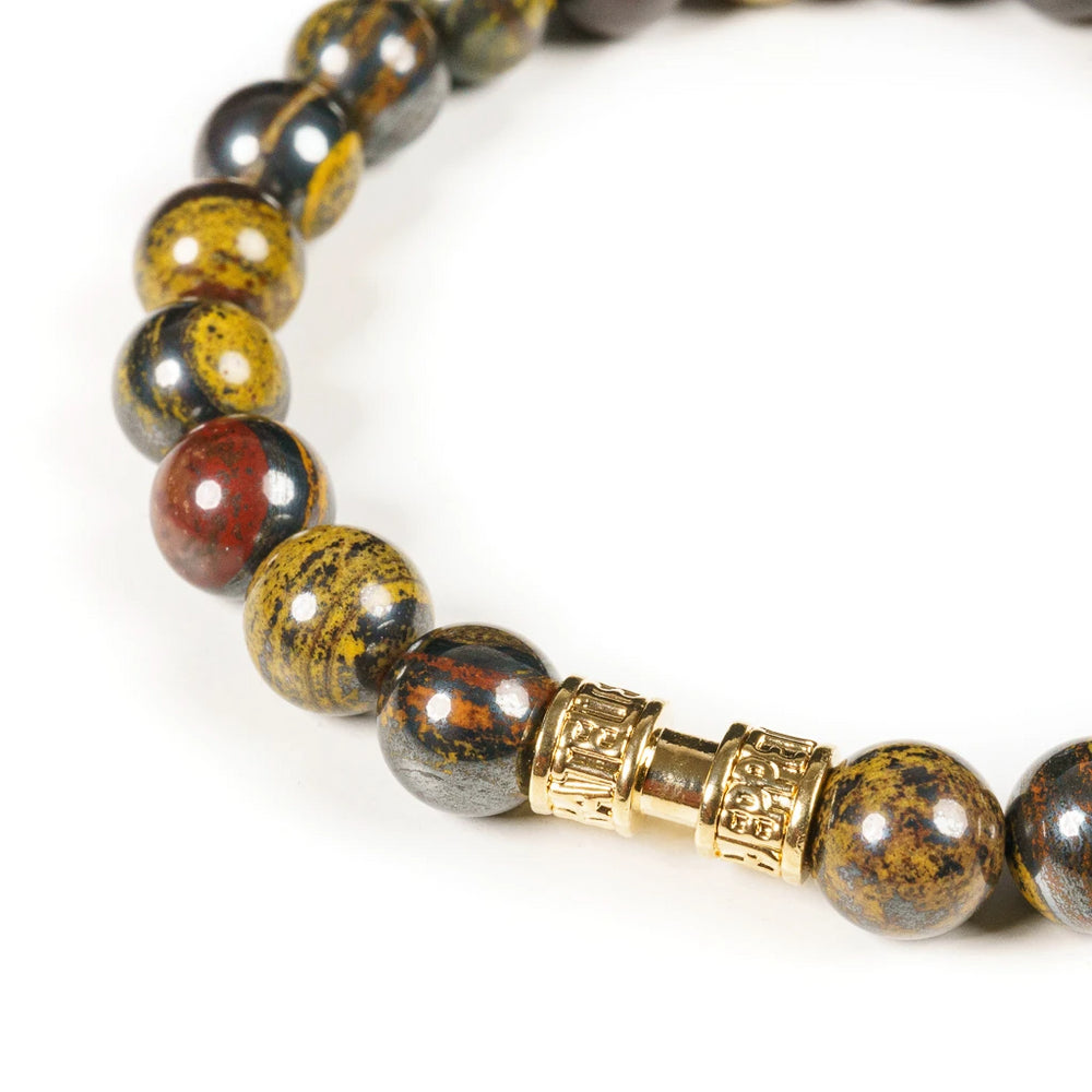 Bracelet pierre naturelle œil de fer 8mm or