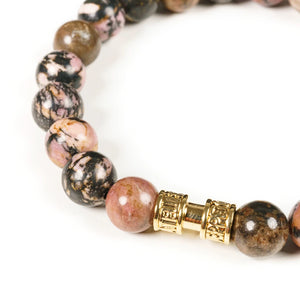 Bracelet pierre naturelle rhodonite 8mm or