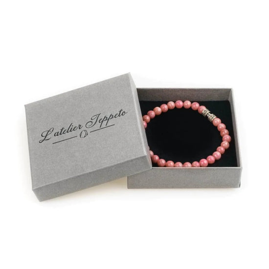 Bracelet pierre naturelle rosaline 6mm fait main