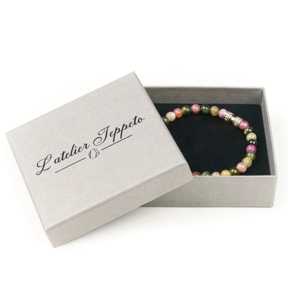Bracelet pierre naturelle tourmaline 6mm fait main
