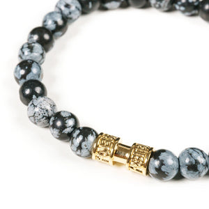 Bracelet pierre obsidienne mouchetée 6mm or