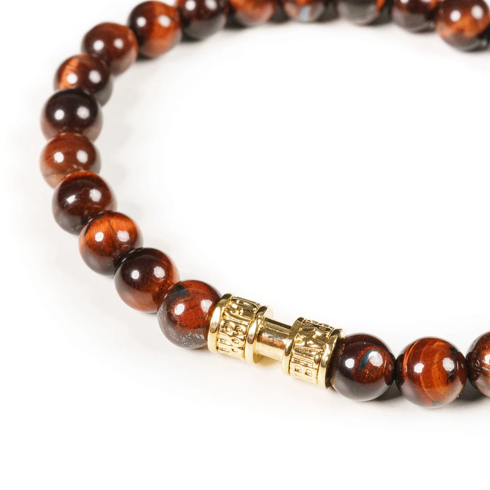 Bracelet pierre œil de taureau 6mm or
