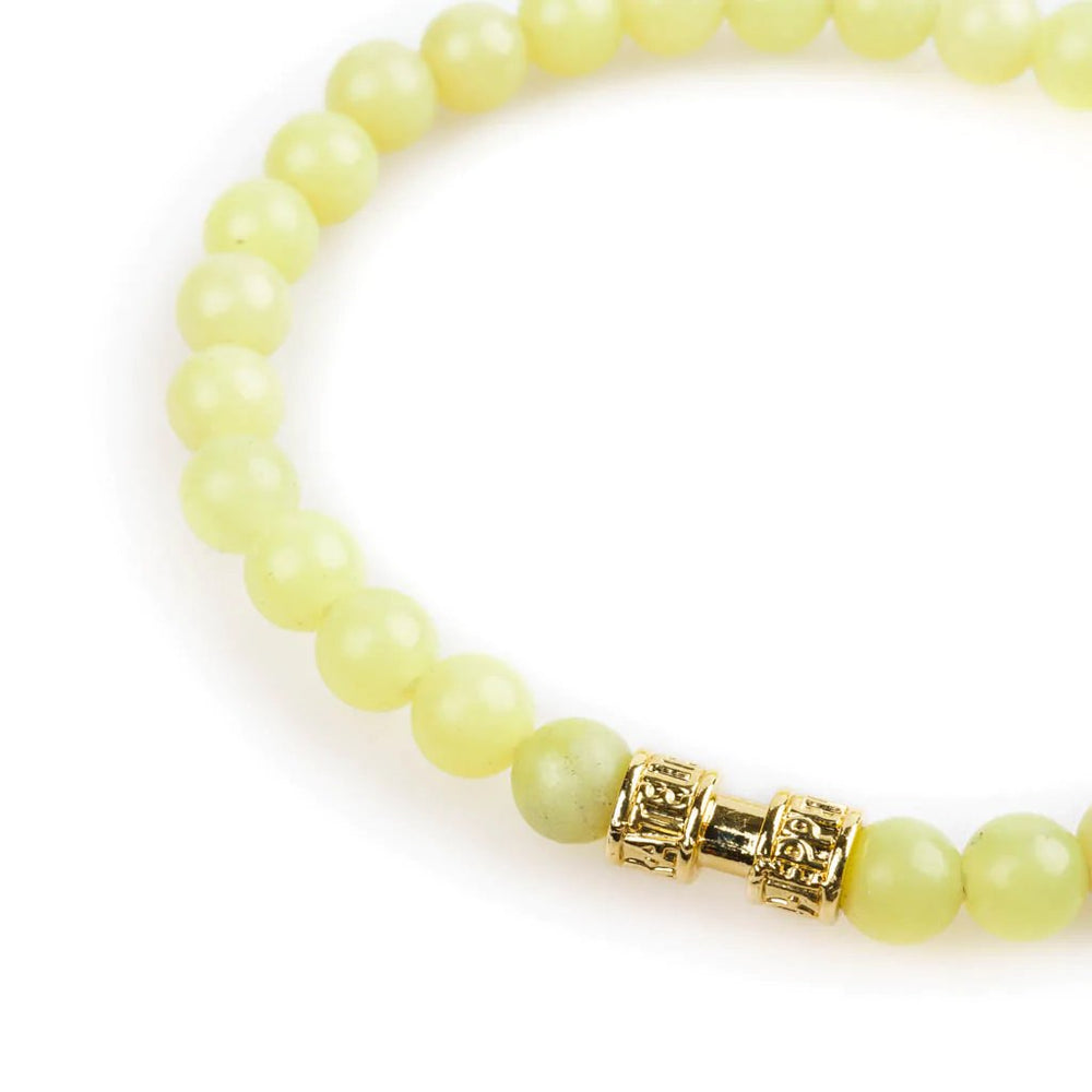 Bracelet pierre serpentine verte 6mm or