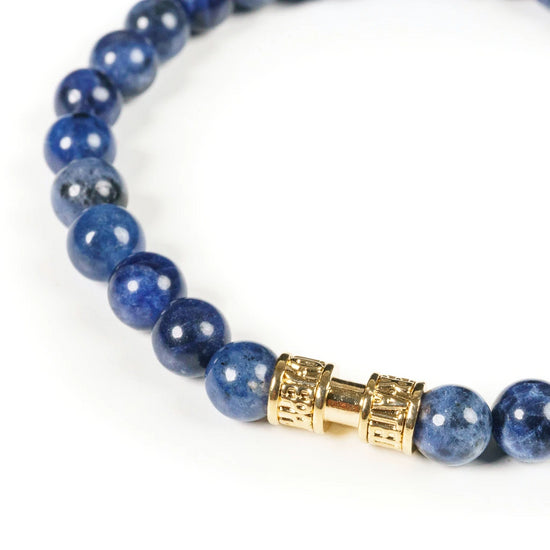 Bracelet pierre sodalite bleue 6mm or