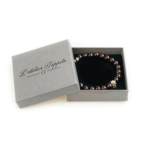 Bracelet skull homme en grenat almandin 8mm lithothérapie
