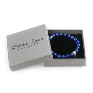 Bracelet skull homme lapis-lazuli 8mm lithothérapie