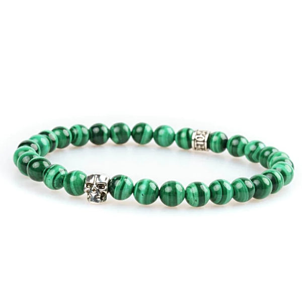 Bracelet malachite 6mm - Skull édition