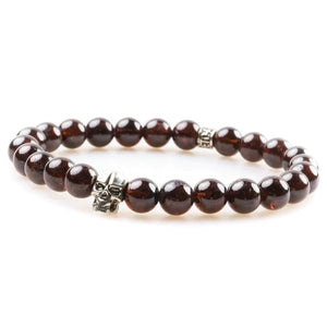 Bracelet tête de mort argent en pierre grenat 8mm
