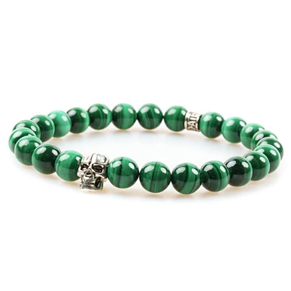 Bracelet malachite 8mm - Skull édition