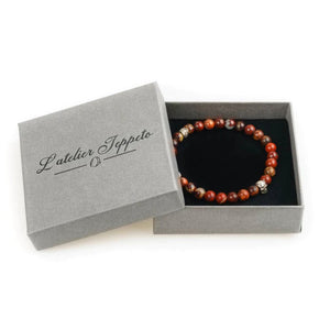 Bracelet tête de mort homme et jaspe breschia 6mm