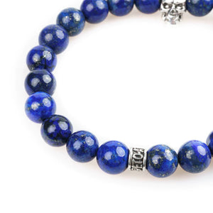 Bracelet tête de mort homme en lapis lazuli 8mm
