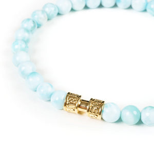 Véritable bracelet en larimar qualité AA pierre 6mm or